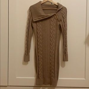 Cowl neck sweater dress